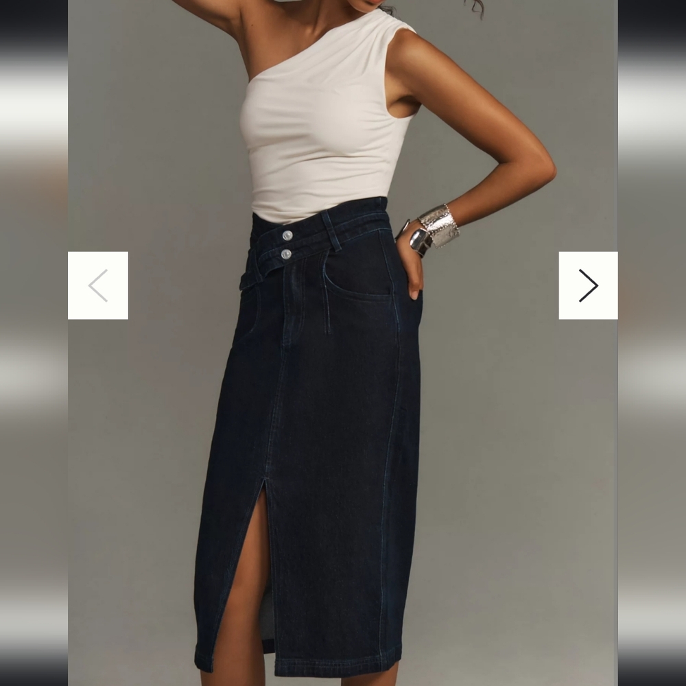 Anthropologie Arden Double Waist Midi Skirt